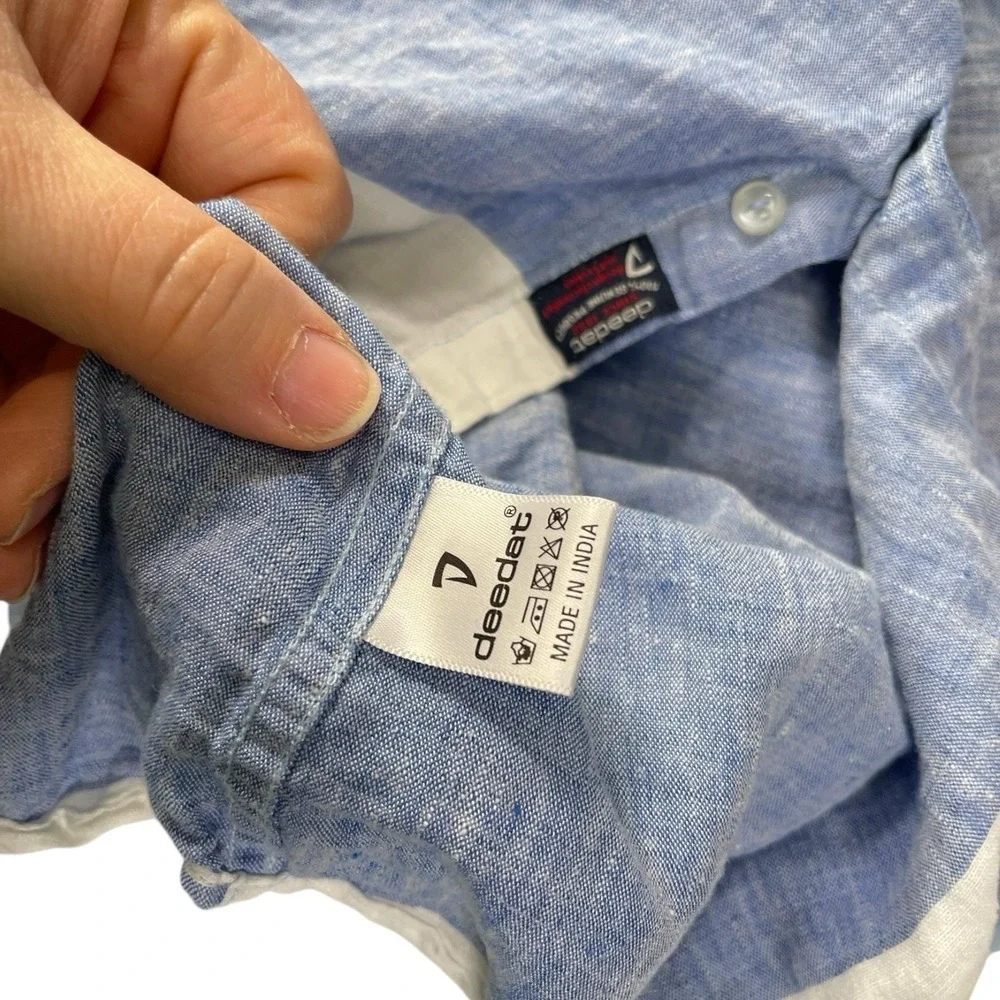 7 Diamonds Men's Blue Stripe Casual Button-Down Shirt 👕 - Picture 7 of 7